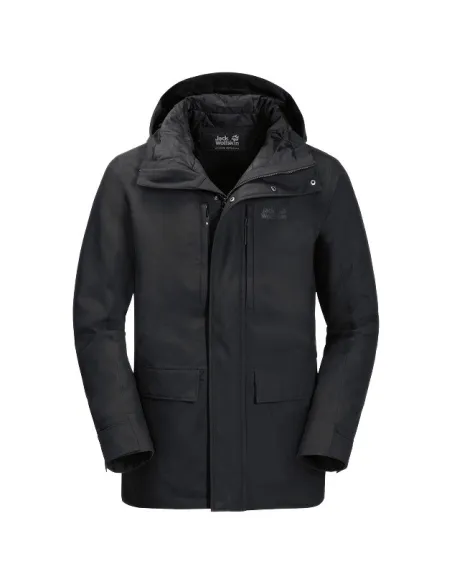 Kurtka Męska Jack Wolfskin West Coast Zimowa Z Kapturem Membrana Czarna XL