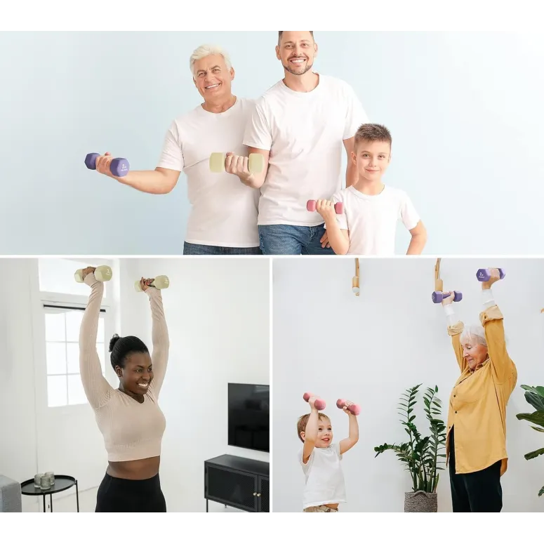 Hantle Ciężarki Zestaw 6 Hantli 12kg PhysKcal Ze Stojakiem Fitness Cardio