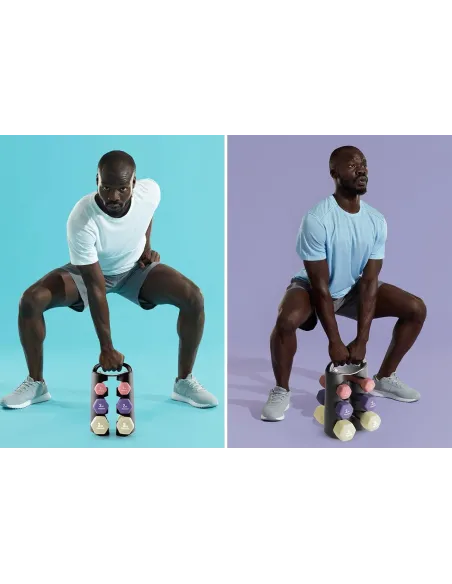 Hantle Ciężarki Zestaw 6 Hantli 12kg PhysKcal Ze Stojakiem Fitness Cardio