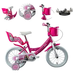 Rower Dziecięcy 16 Dziewczęcy Barbie Dzwonek Koszyk Osłona Kółka Boczne