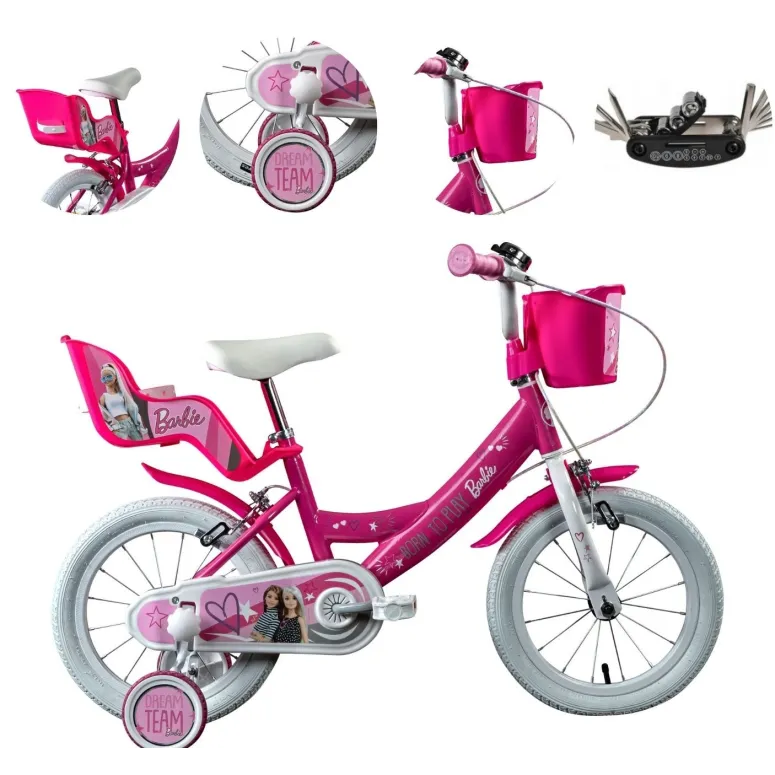 Rower Dziecięcy 16 Dziewczęcy Barbie Dzwonek Koszyk Osłona Kółka Boczne